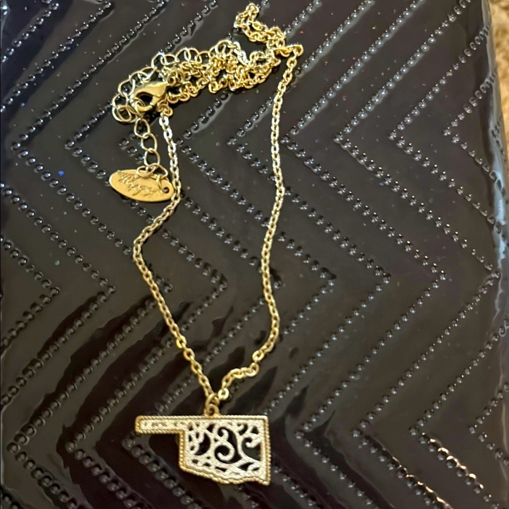 Gold Oklahoma Pendant Necklace